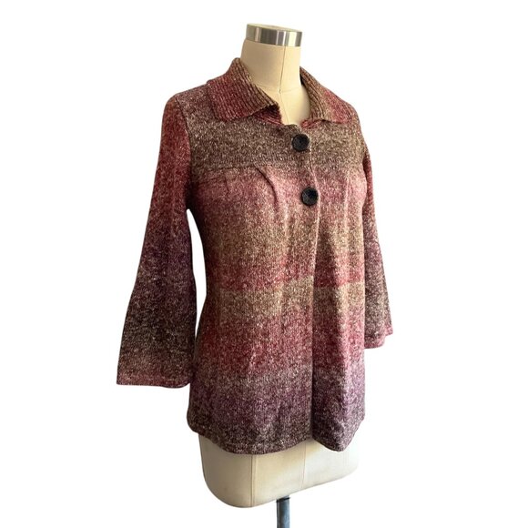 Christopher & Banks Burgundy Ombre Knit Cardigan - M - Picture 3 of 6